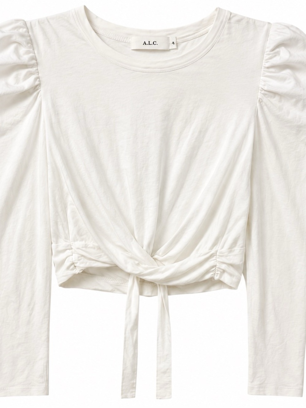 A.L.C. Mandy Crop Wrap White Puff Sleeve Tie Back Top Small